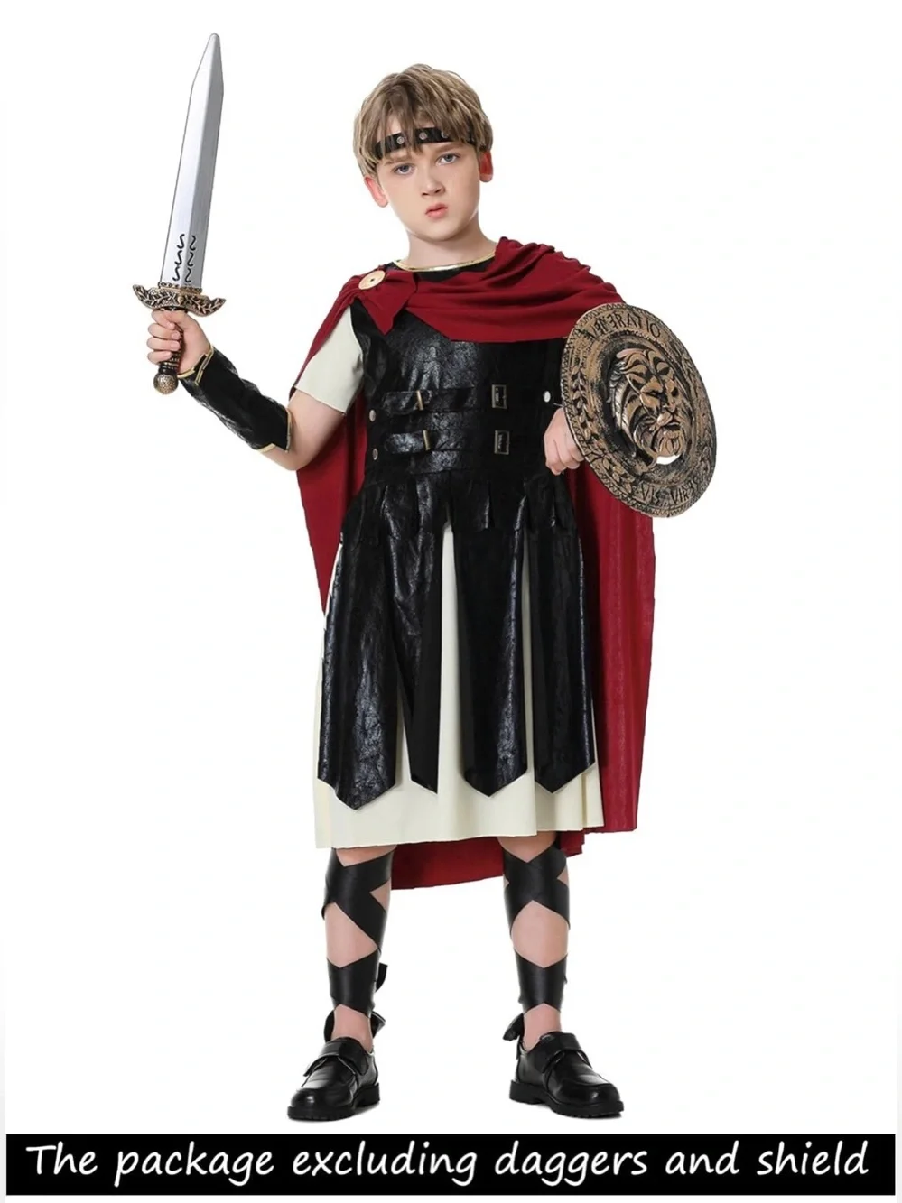 Roman Soldier Gladiator Costume for Kids and Men Halloween Outfit Roman Warrior